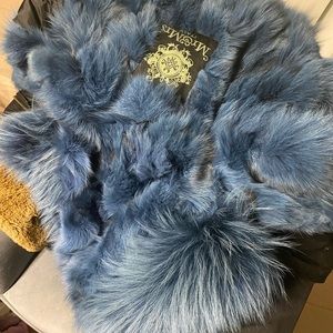 NWOT Mr and Mrs Italy Fur Parka - black shell and blue fur